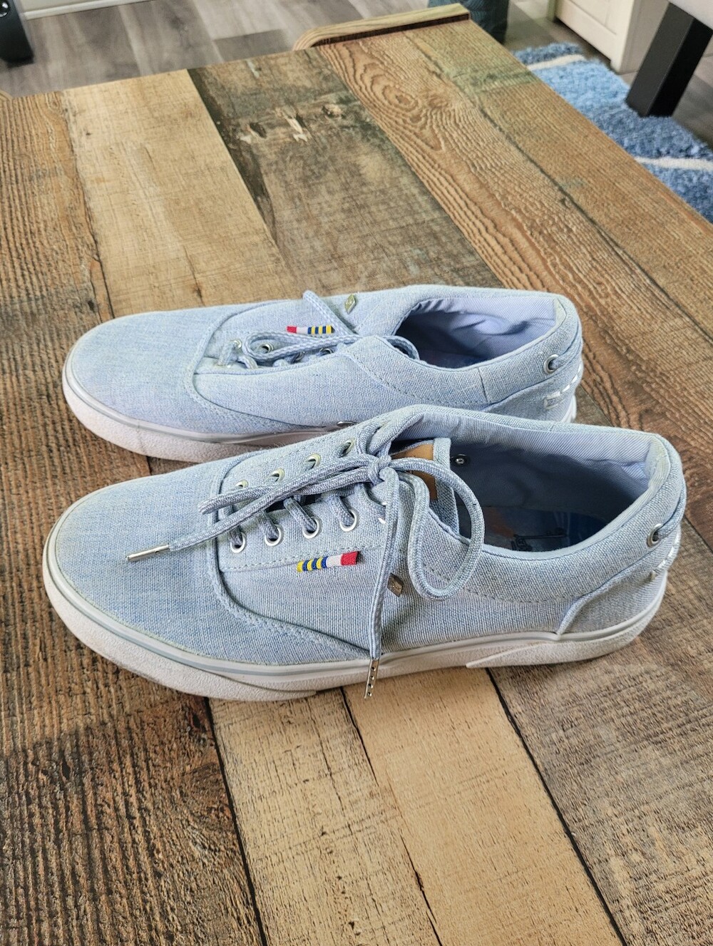 Guy Harvey Light Blue Canvas Casual Sneakers, Women's 8
